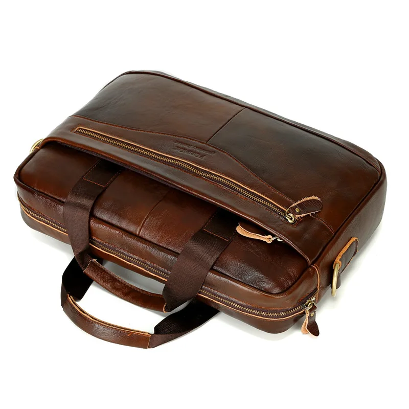 2021 leather men's briefcase Kraft Men's Cross-Back Business Package Men's handbags  computer bag  leather bag  briefcase