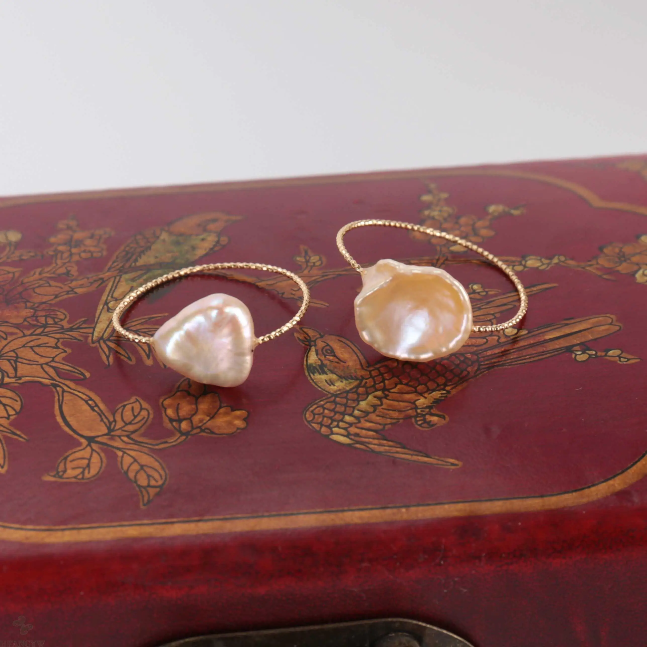 Белое жемчужное кольцо в стиле барокко 18 к 9-10 # ювелирные изделия ручной работы