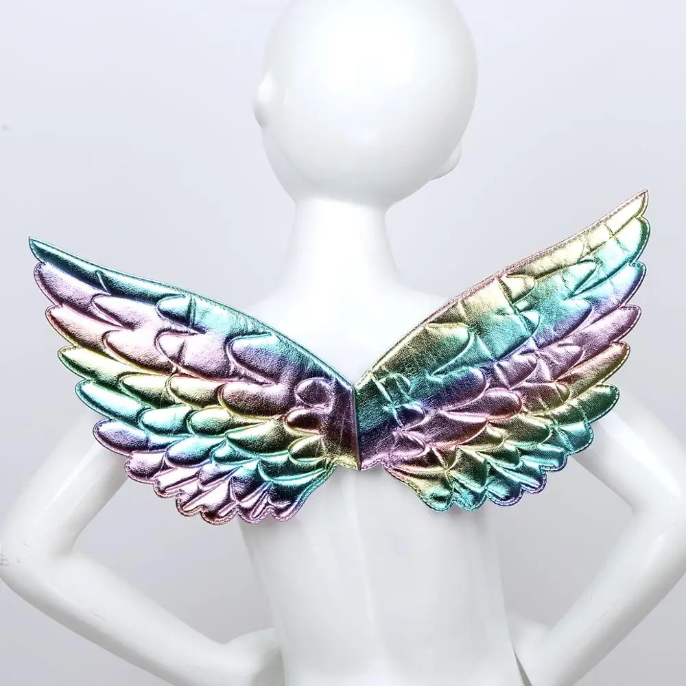 Девочки Блестящий металлический Крылья ангела для фотографии маскарадный