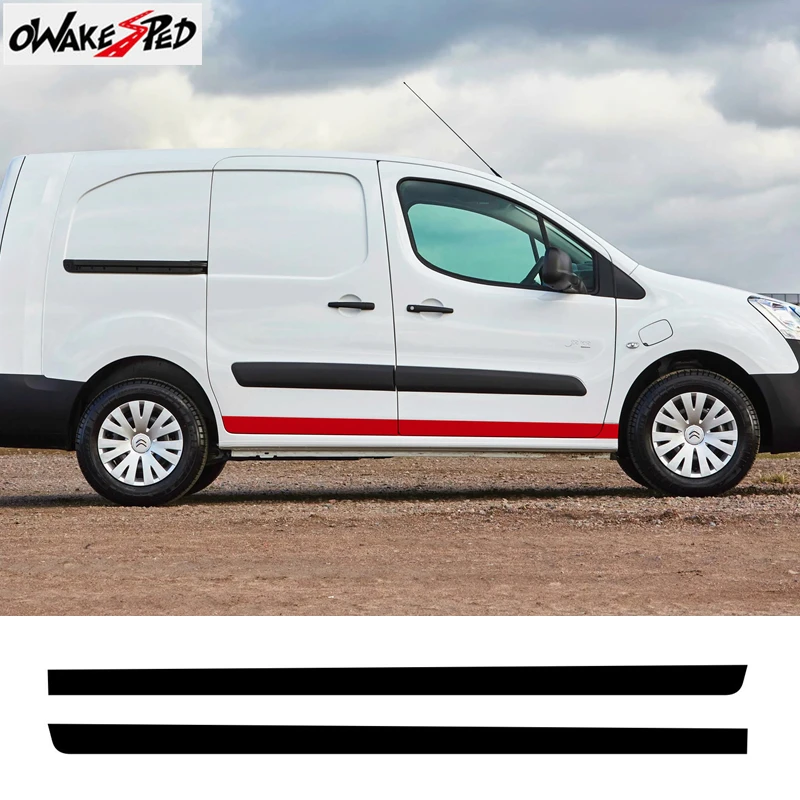 Наклейки на боковую юбку в полоску из углеродного волокна для Citroen Berlingo M XL