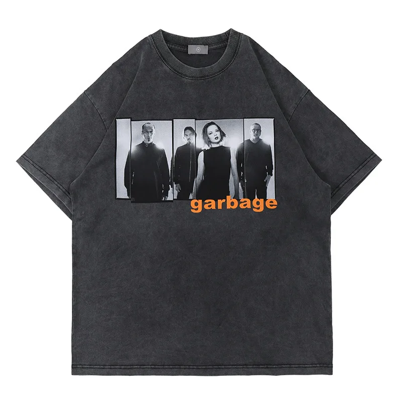 

Men Women Hip-hop Spring/summer 2021 New Characters Printed and Washed Distressed Oversized Short-sleeved T-shirts