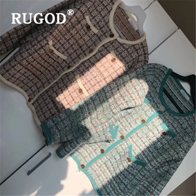 Женский однобортный Кардиган RUGOD шикарный винтажный свитер в Корейском стиле с