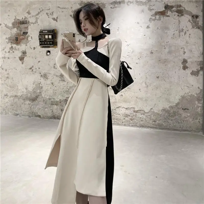 

Women Long Sleeve Irregular Hem Dress Party Dress Office Lady Pullovers Dresses Vestidos