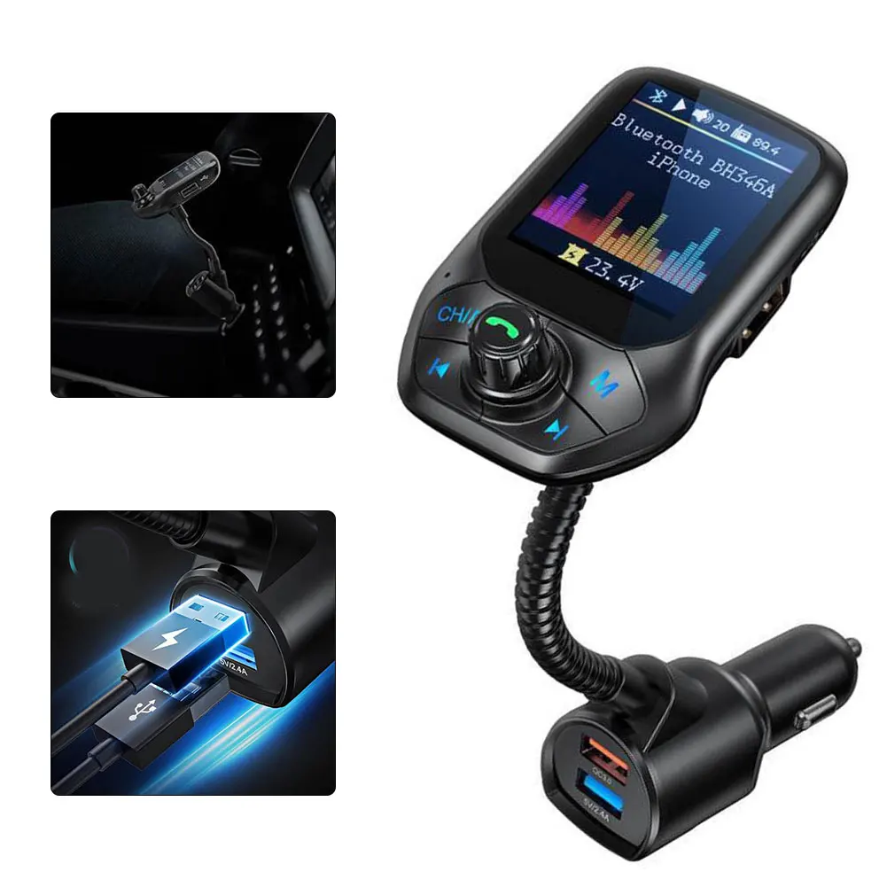 

Bluetooth Transimitter Handsfree Calling Bluetooth Adapter With QC3.0 Fast Charge For Wireless Car FM Transmitter Radio 3 Ports