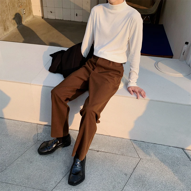 Мужские Винтажные уличные модные брюки мужские шерстяные повседневные широкие