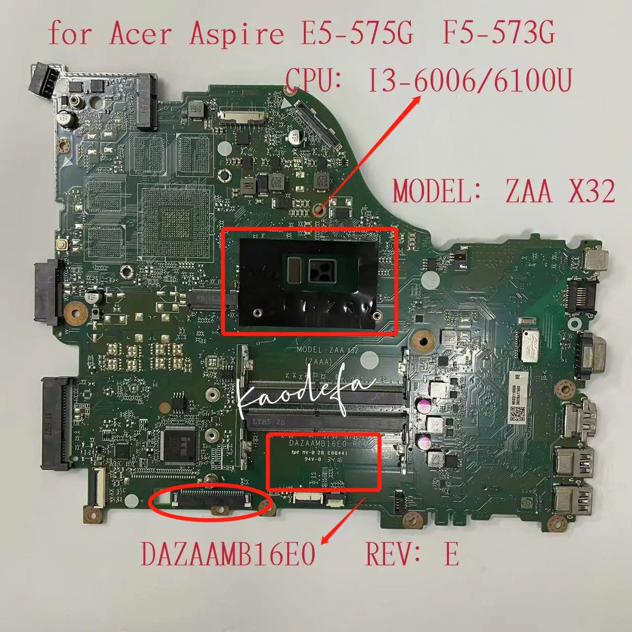 Оригинальная материнская плата для ноутбука Acer E5-575G \ ZAA X32 DAZAAMB16E0 REV:E CPU: F5-573/E5-575 100%