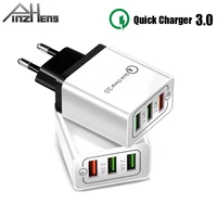 pinzheng 3 usb port quick 3 0 charge 5v 2 1a fast travel charger for iphone samsung xiaomi huawei us eu plug charger adapter