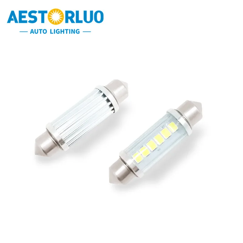 

10 шт. без ошибок, Заводская поставка C5W 39 мм 41 мм, 4 шт., 6 Вт 3030SMD внутренний купольный светильник, ламсветильник для Чтения номерного знака 12 В