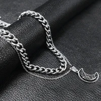 2pcs stainless steel jewish hexagram layered necklace womenmen silver color choker necklace jewelry n4884s03