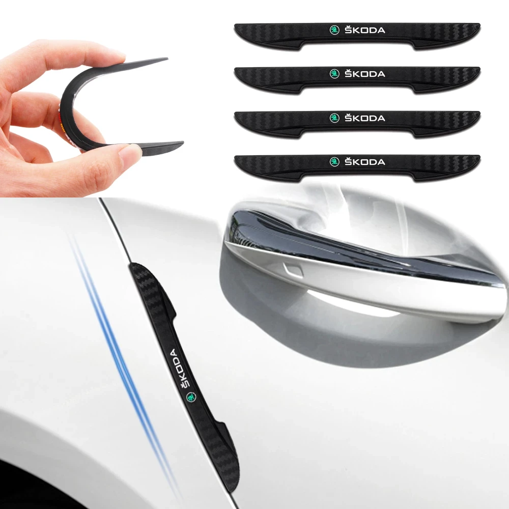 

4Pcs Car Anti-Collision Door Side Scratch-proof Rearview Mirror Bumper Sticker For Skoda Fabia Rapid Yeti Kodiaq Superb Octavia