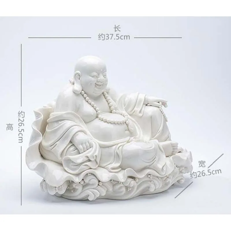 

14.5" Chinese Dehua White Porcelain Happy Laugh Maitreya Buddha Statue