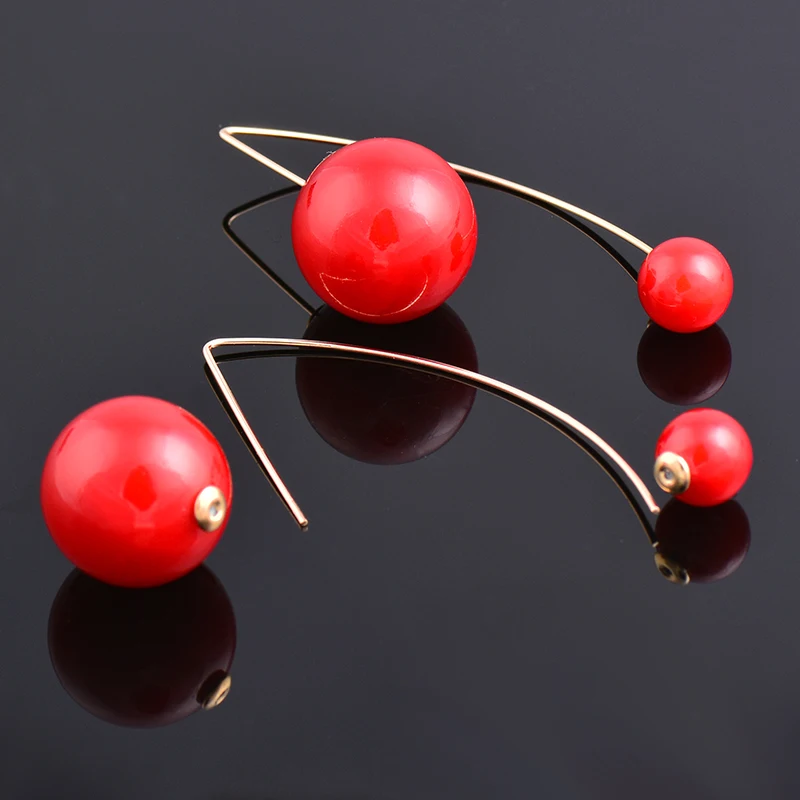 

SINLEERY Unusual Earrings 2021 Fashion 4 Colors Big Ball Imitation Pearl Earrings For Women Party Sexy Red Accessories ES341 SSC