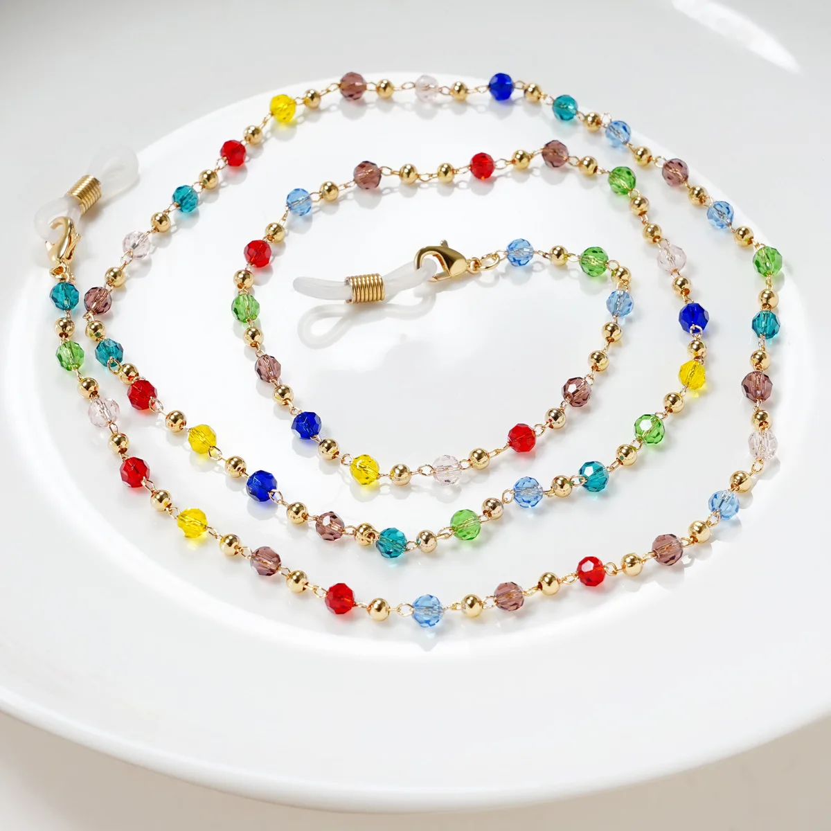 

Metal Glasses Chain Lanyard Rope Mask Colored Crystal Beads Sunglasses Chains Eyeglasses Cord