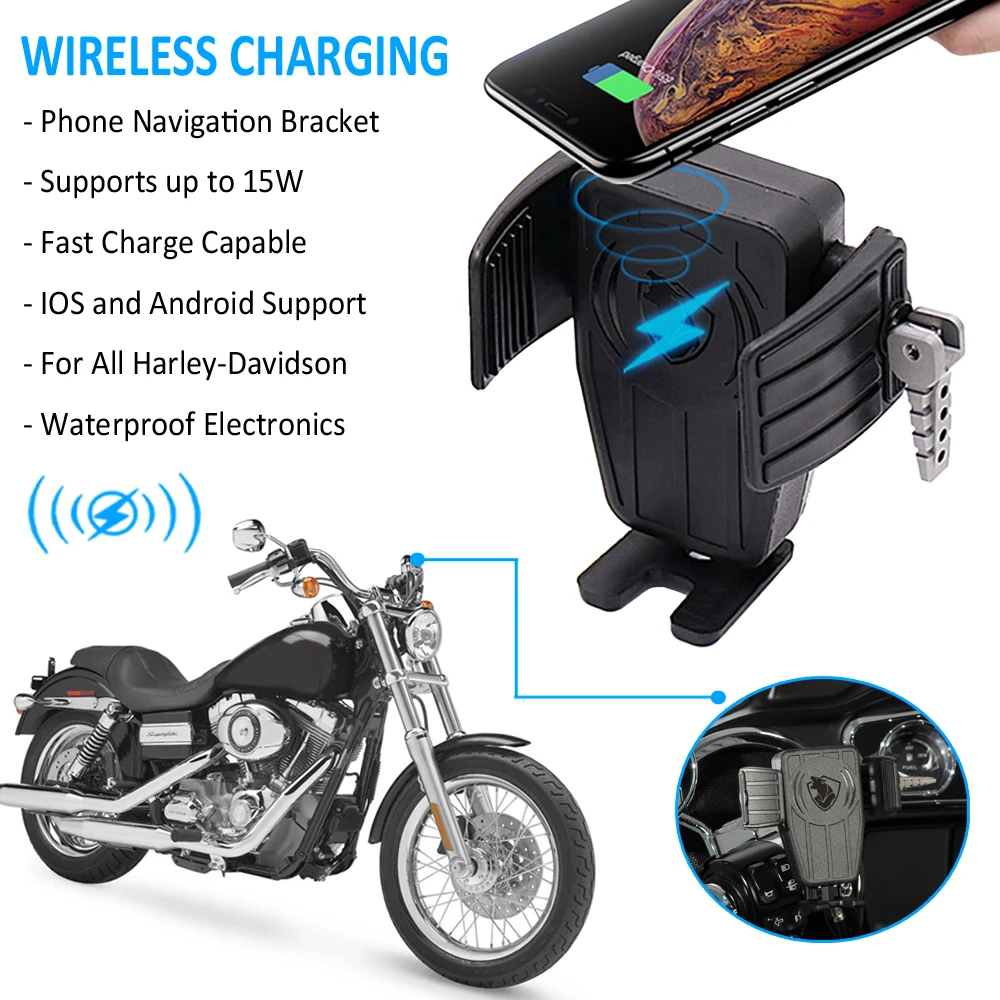 

Wireless Charging Navigation Bracket FOR Harley Davidson Dyna Super Wide Glide Low Rider Street Bob Motorcycle GPS Phone Holder