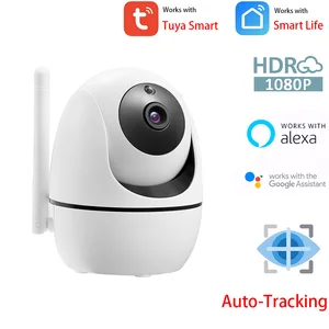 alexa google 1080p tuya smart ptz wifi ip camera indoor wireless security home cctv surveillance camera 2mp auto tracking camera free global shipping