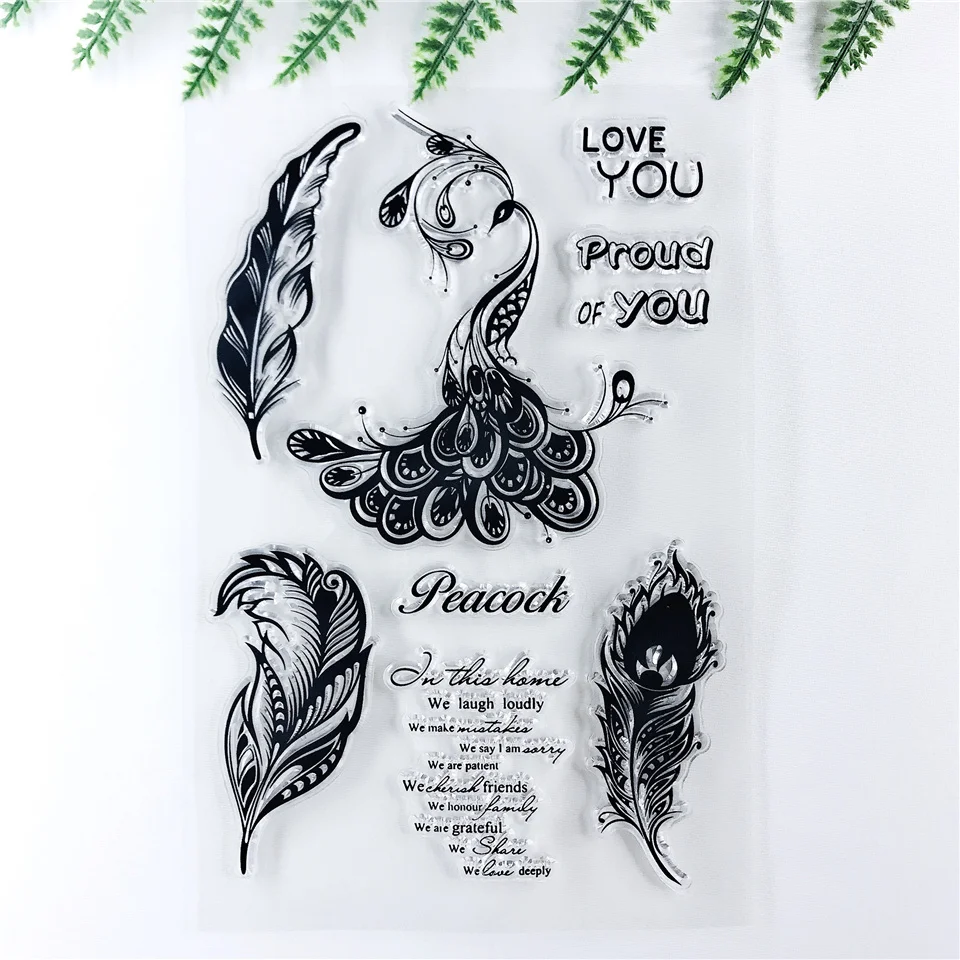 11*16 Павлин Новые прозрачные штампы печать для скрапбукинга/резиновый штамп