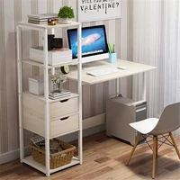 large wood computer desk laptop desk writing table study table with shelves drawers home office furniture pc laptop workstation
