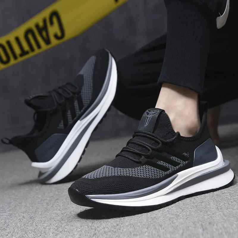 

2021 Summer New Flying woven running shoes men's casual sports shoes Men Footwear Breathable Mesh Light Walking sneaker