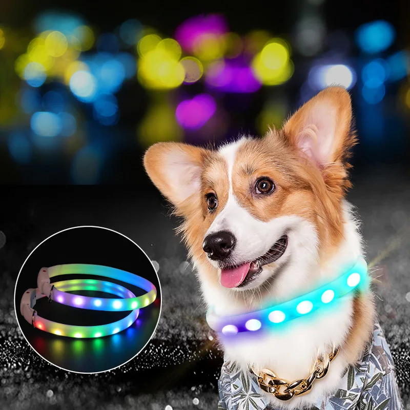 

Dog Collar Luminous Collar USB Rechargeable Pet Flashing Necklace Pet Dog LED Glowing Collar Outdoor Walking Night Safety Collar