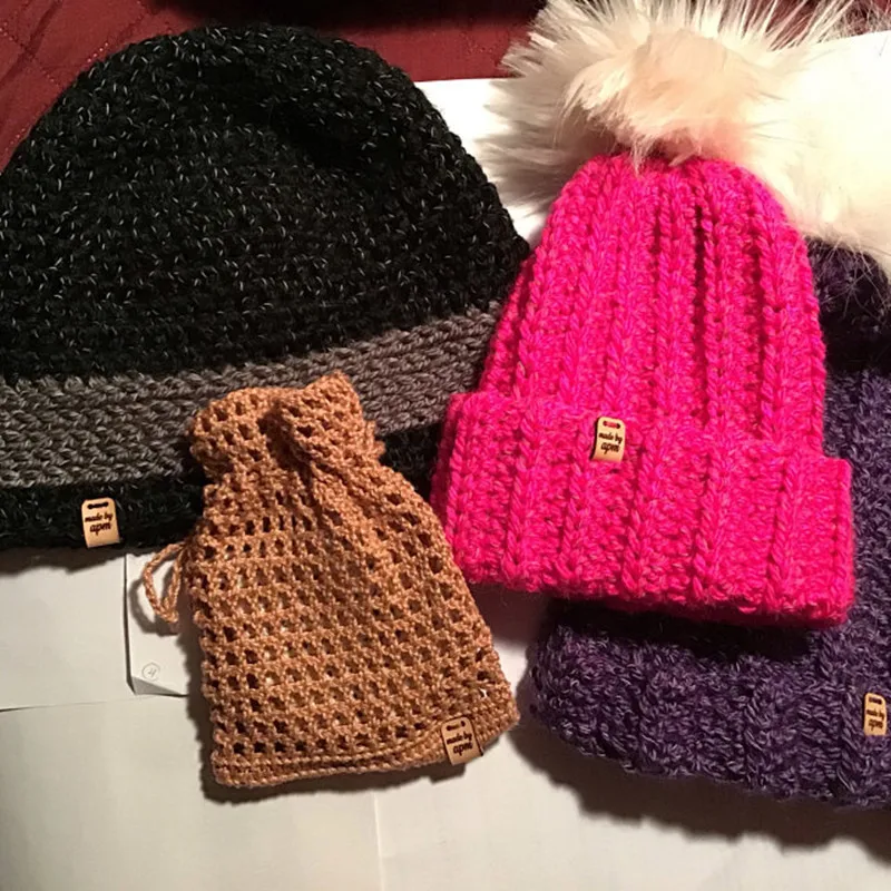 ?? 40個手作りknittting服カスタムソーオン革のラベル製品タグとブランディングロゴ帽子かぎ針毛布diyラベル