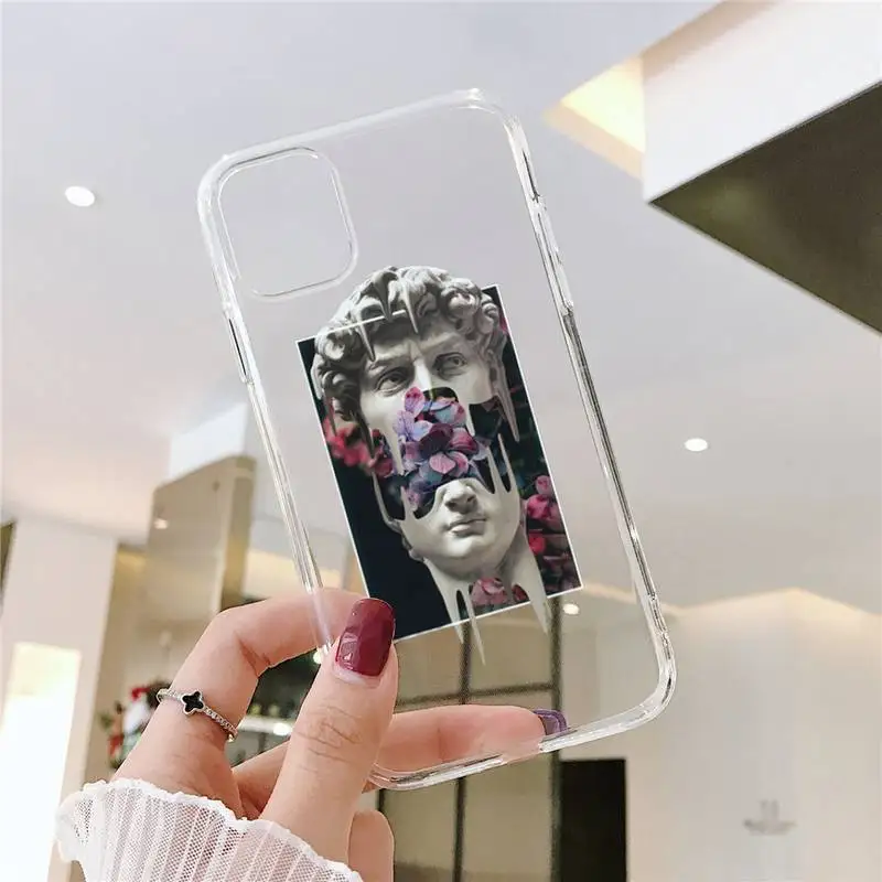 

Great Art Aesthetic David Mona Lisa Phone Case Transparent for iPhone 11 12 mini pro XS MAX 8 7 6 6S Plus X 5S SE XR 2020