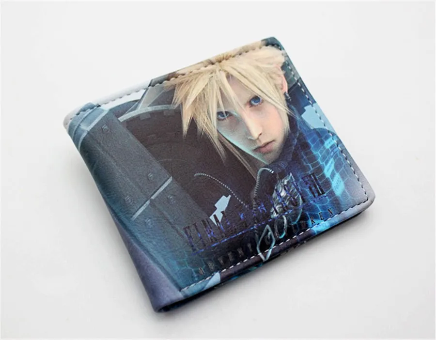 Игровой Final Fantasy Pu короткий кошелек Двойные Держатель для кредитных карт с фотографиями держателя слоев кошелек кожа Мальчики Девочки Мужчины мультфильм печати кошельки на кнопке - Цвет: C