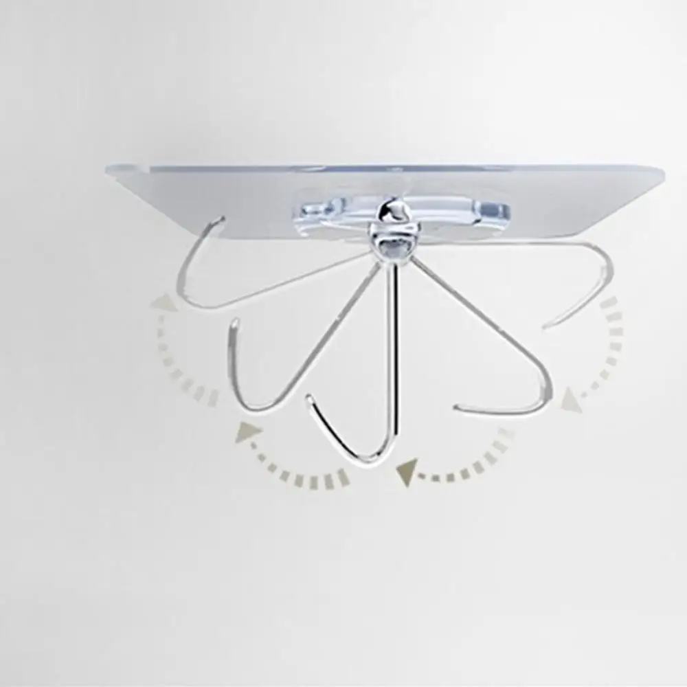 

10pcs Self Adhesive Hooks Hanger Hook Suction Cup Adhesive Wall Bathroom Transparent Load Rack Stainless Steel Transparent Hook