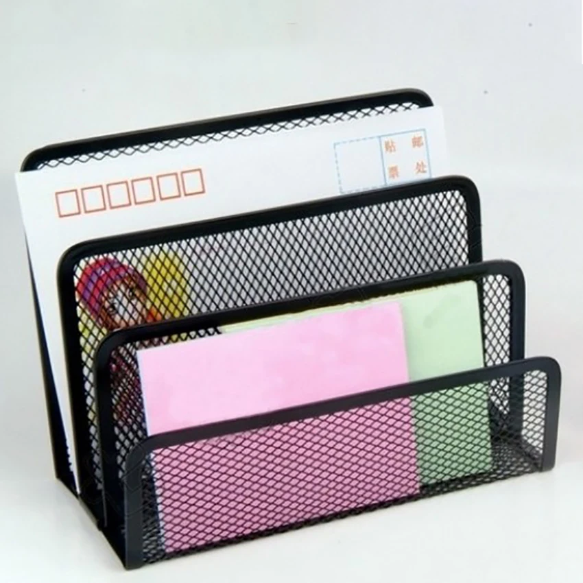 Железный сетчатый трехуровневый лоток для деловых документов подставка книг