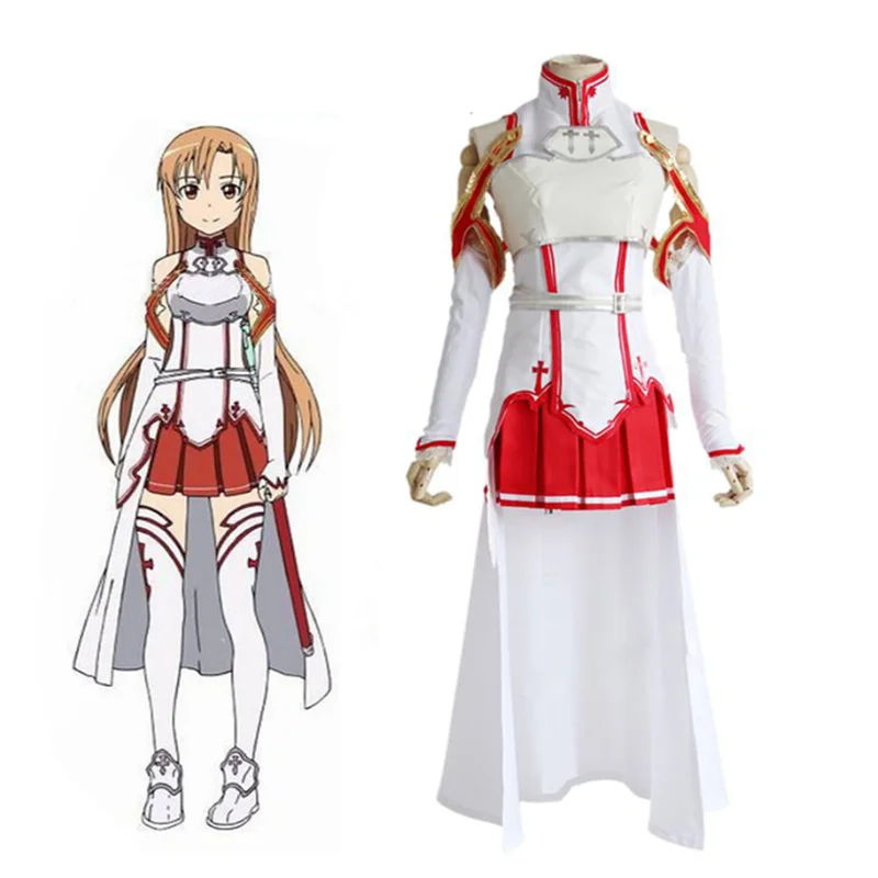 Аниме меч искусство онлайн Сан Асуна Юки платье Косплей Костюм боевая