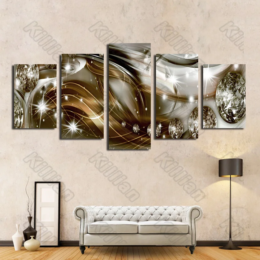 

Abstract Style Canvas Paintings Modular Home Decor Hd Prints 5 Pieces Diamond Brown Pictures Poster Living Room Wall Fresco