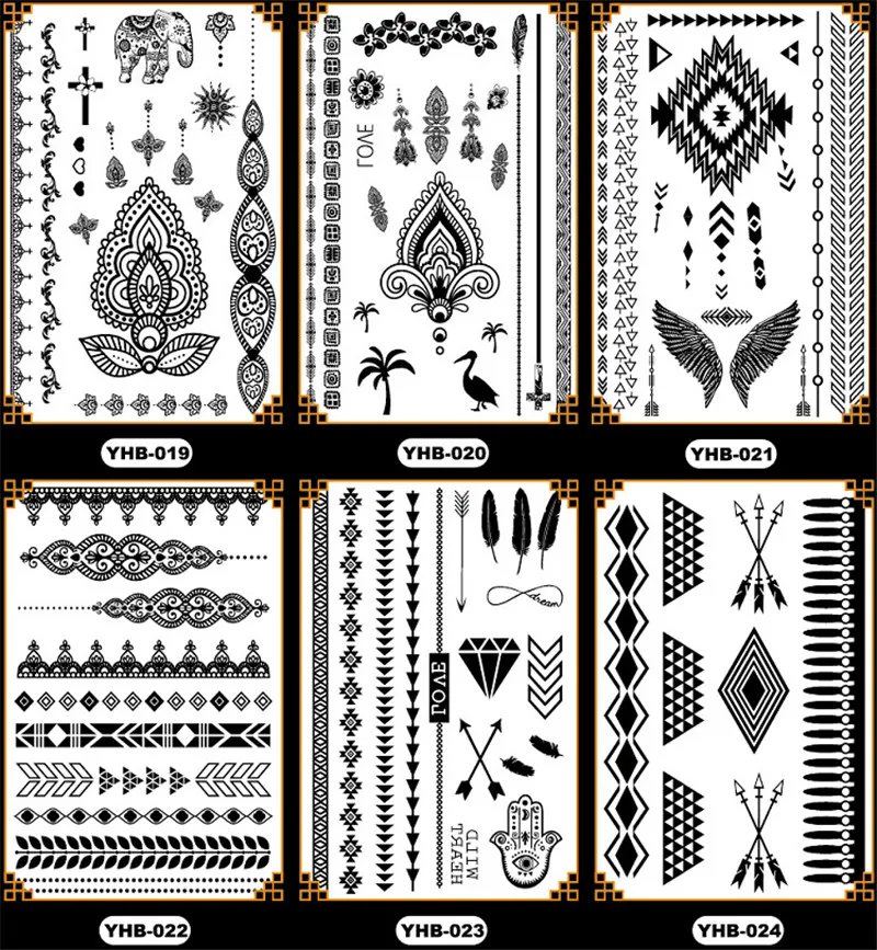 2 шт. женские черные кружевные наклейки для татуировок водонепроницаемые прочные