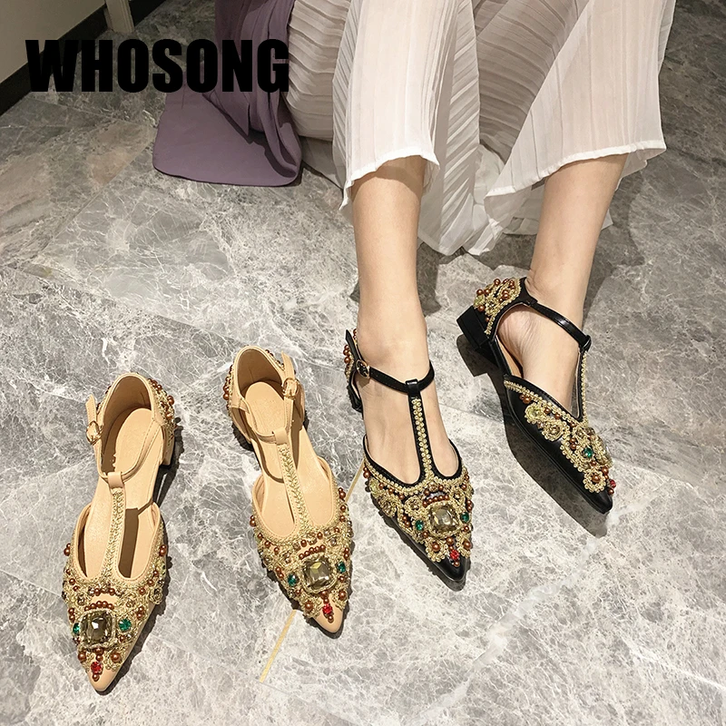 

New Autumn Women Shoes Girls Pointed Toe Shoes Woman Rhinestone Flats Ladies Brand Shoes Female Black Flats Soft Shoes Mary Jane