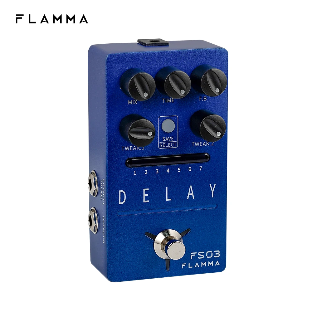 FLAMMA FS03 Guitar Delay Effects Pedal Stereo Delay Pedal 6 Delay Effects with 80s Looper Storable Presets Tap Tempo Trail on enlarge