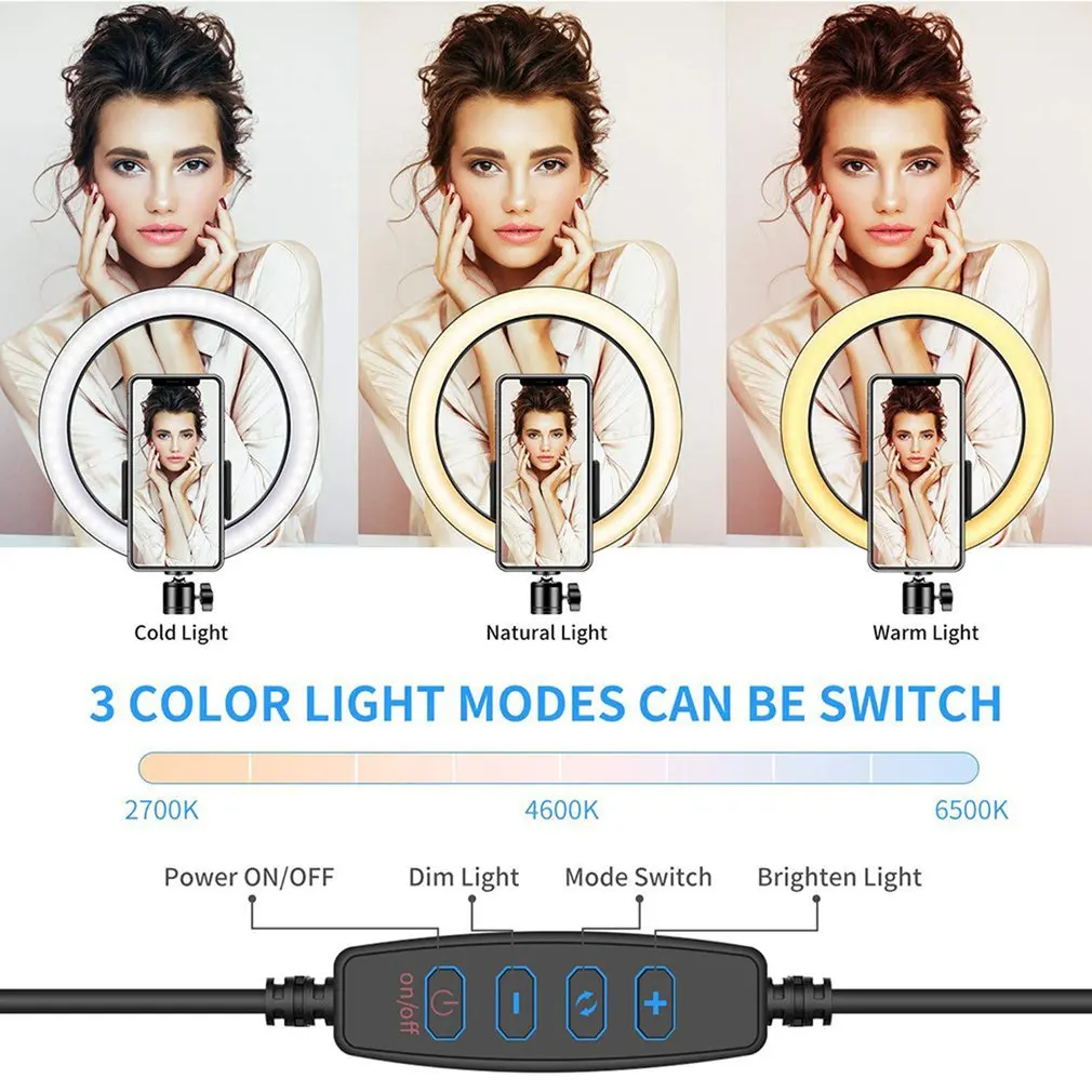 

10 inch LED Ring Light Dimmable Selfie Lamp with Tripod Photography Camera Phone Light for Youtube Makeup ringlight
