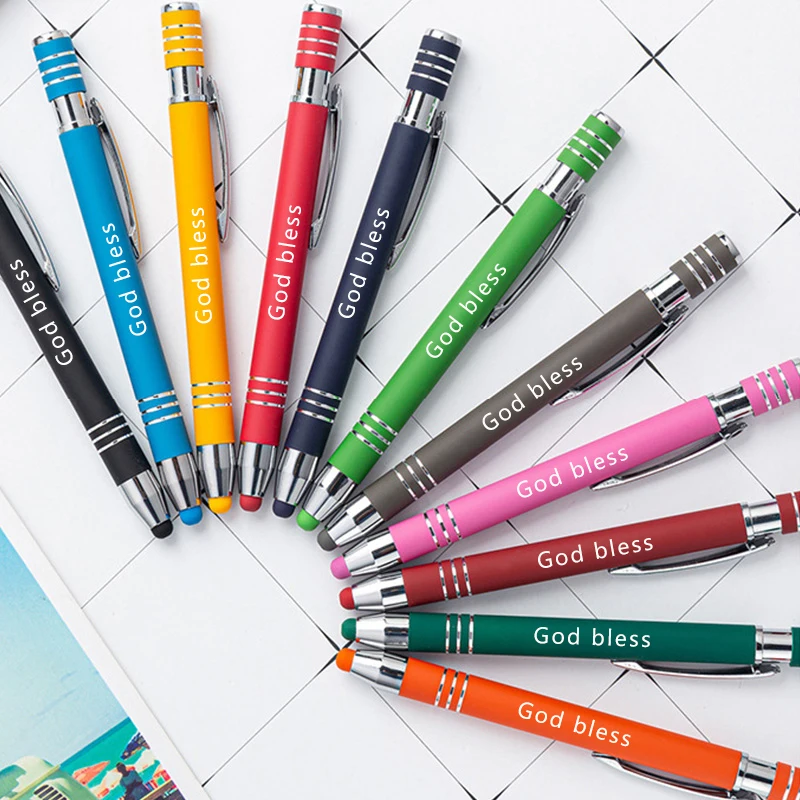 

Customized LOGO Metal Capacitor Ballpoint Pen Multicolor Touch Screen Gift Advertising Pen Handwriting Student School Stationery