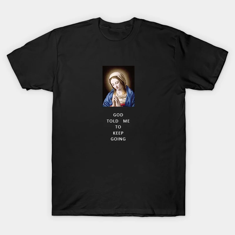 

Virgin Mary Printed Men's T Shirt Cool Design Short Sleeve T Shirts Men Women Summer Hip Hop Large Size Tops Streetwear