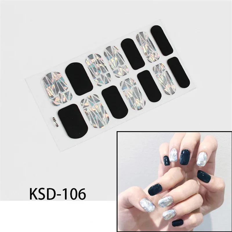 14 наконечников/лист красочные 3D наклейки для дизайна ногтей клейкие полные