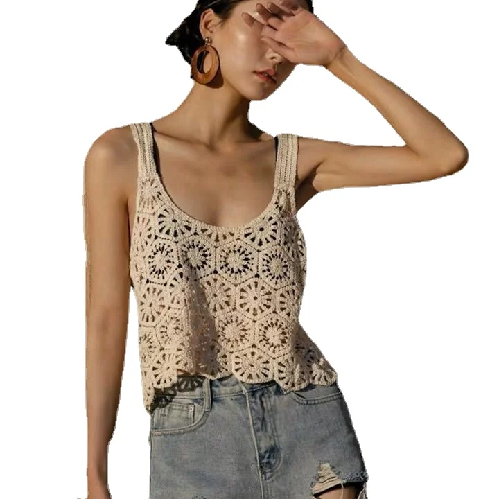 

cute crop tops women bohe crochet tanks tops women sexy hollow out crop top cute tops ropa para mujer