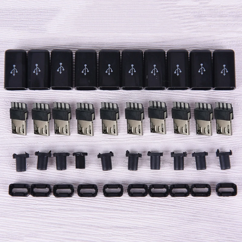 10 шт./компл. 4 в 1 DIY Micro USB сварочный Тип Штекерный 4-контактный разъем с пластиковой