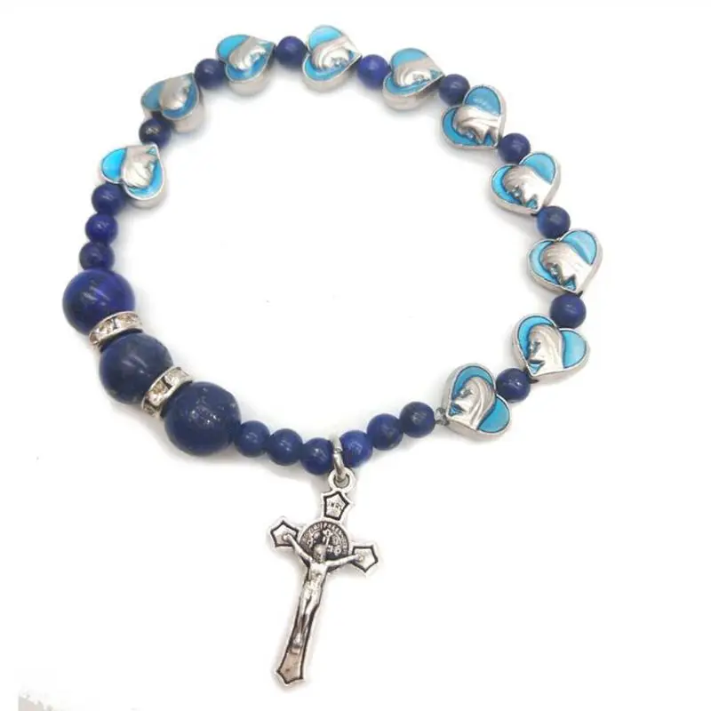 QIGO металлический браслет с сердечками Марии крест подвеска четки браслеты для