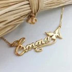Персонализированное ожерелье с именем бабочки, очаровательное ювелирное изделие с именем на заказ из нержавеющей стали, любой тип шрифта на выбор для девочек и детей