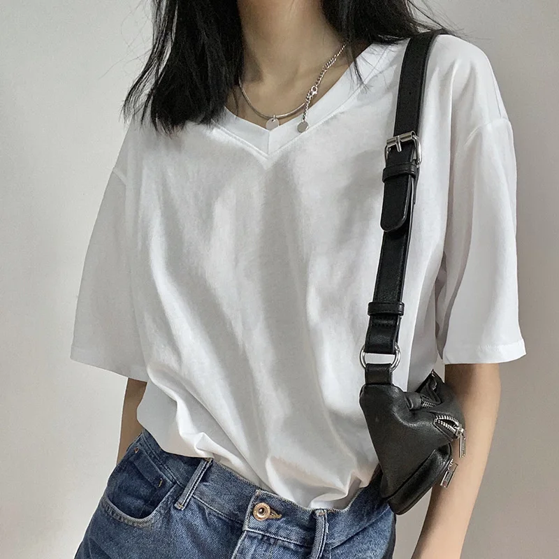 

Женская футболка с коротким рукавом, V-образным вырезом