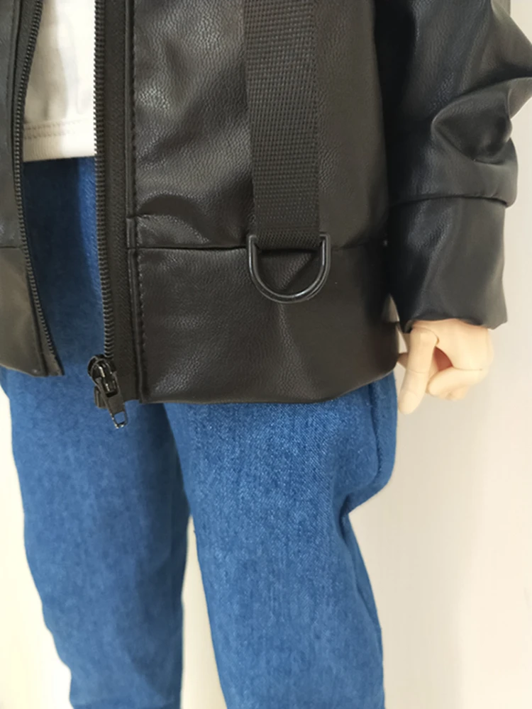 1/6 1/4 1/3 Doll Clothes 3-piece suit vest + black leather jacket dark blue denim trousers Accessories for Boys Girls toy | Игрушки и