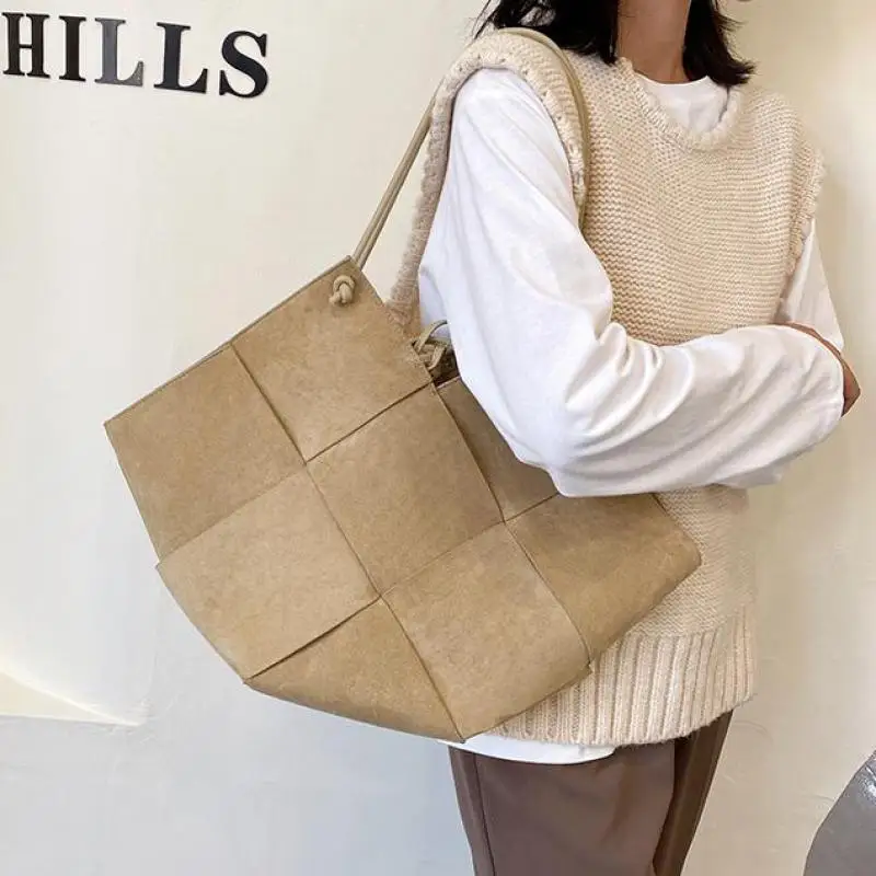 

Lnv High Capacity Nubuck Leather Weaving Bags 2021 Winter Vintage Shoulder Bags Tote Bags Luxury Women Brand Handbags