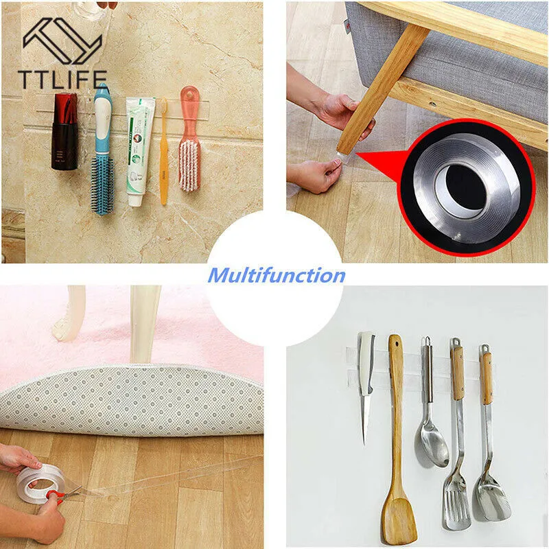 

TTLIFE 1/3/5M Transparent Nano Magic Tape Double-sides Adhesive Tape Sticker Traceless Waterproof Electical Tape For Home Repair