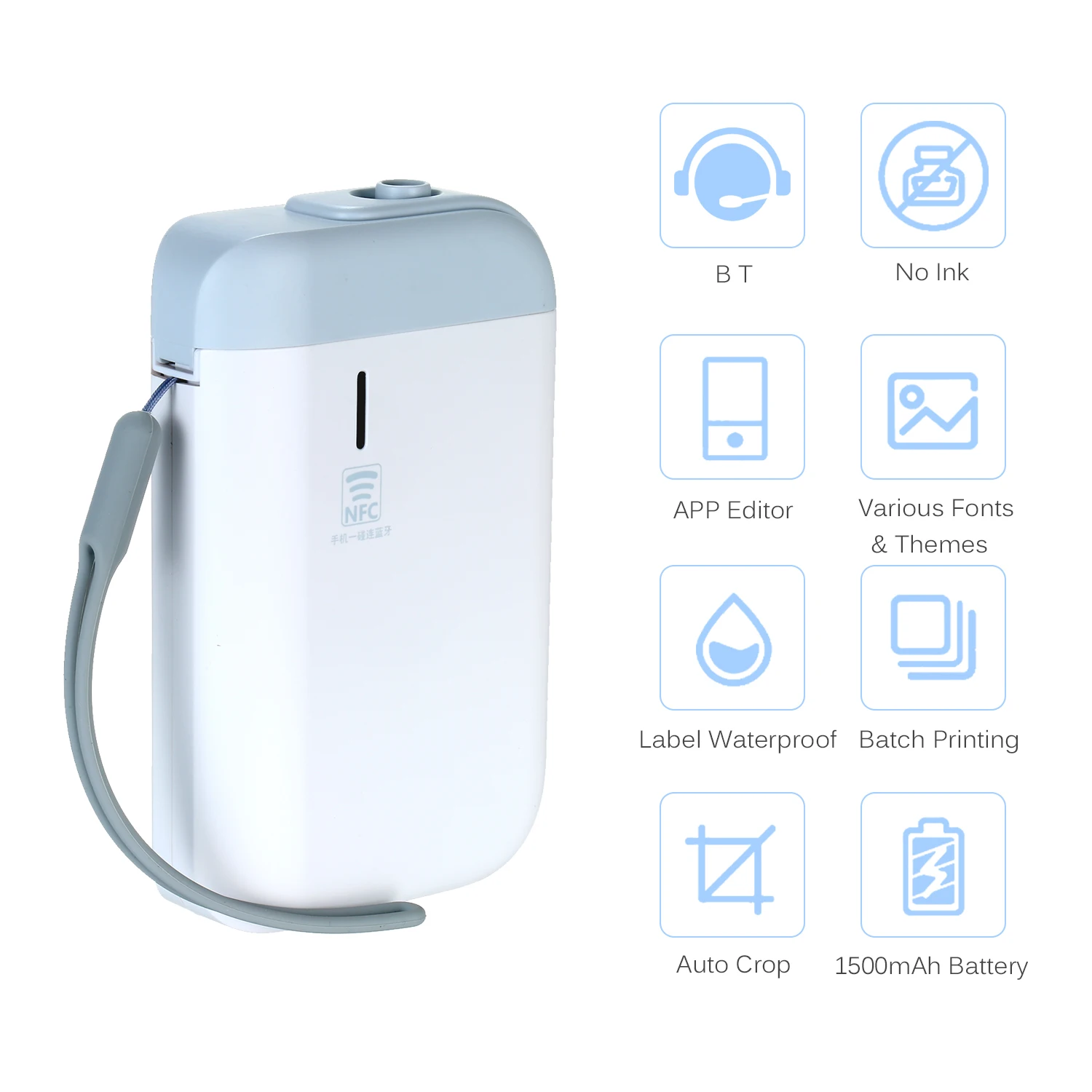 Мини принтер для этикеток беспроводной портативный карманный термопринтер NFC BT