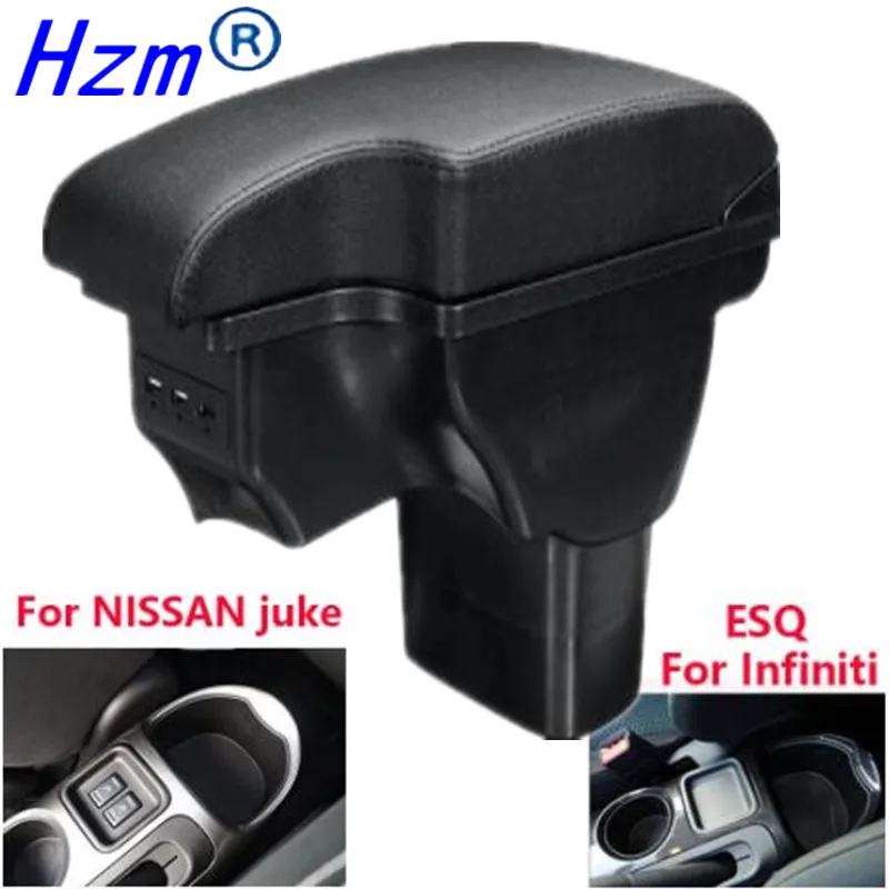 Подлокотник для Nissan Juke ESQ 2011-2019 черный кожаный центр USB Новый ящик хранения