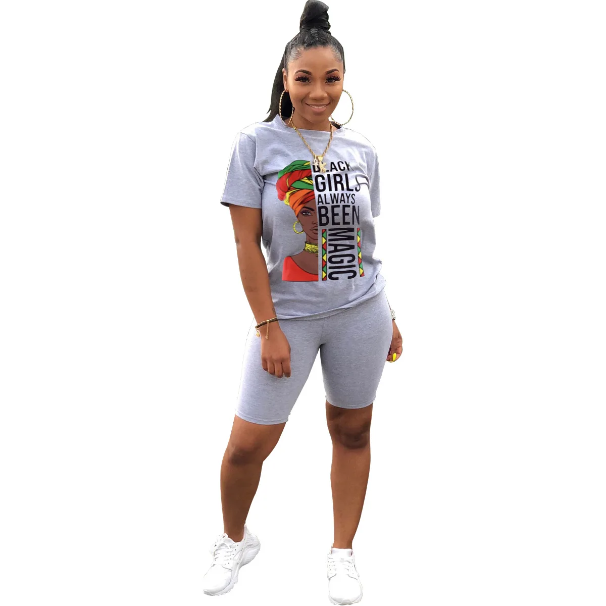 

2020 Summer Women's Suit European and American Simple Style Model Solid-color Letter Print Casual Fashion