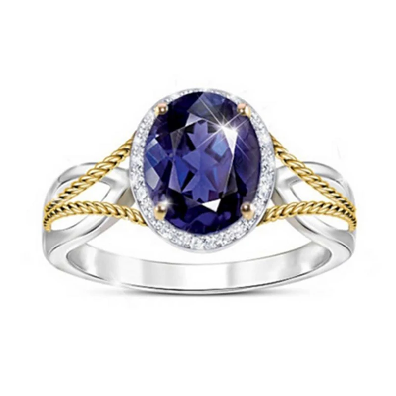 Модное обручальное кольцо с синим кристаллом роскошные серебряные кольца