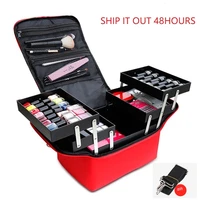 cosmetics bag nail lipsticks makeup handbag organizer ladies beauty box large 3 layers clapboard box portable pretty suitcase